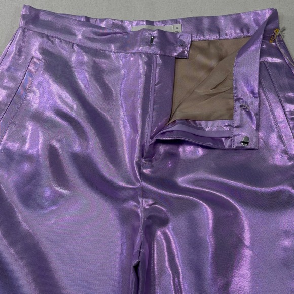 Happy X Nature Kate Hudson Lilac Shiny Metallic High Waisted Pants Size 14 NWT - Picture 12 of 16